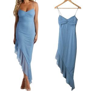 Windsor Y2K Babydoll Asymmetric Ruffled Maxi Dress Sz S Mermaid Fairy Glitter